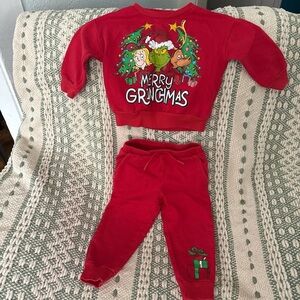 Kids Red Grinchmas Matching Set